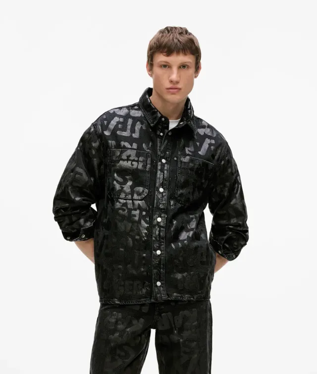 Karl Lagerfeld Jeans All-Over Logo Denim Overshirt Herren