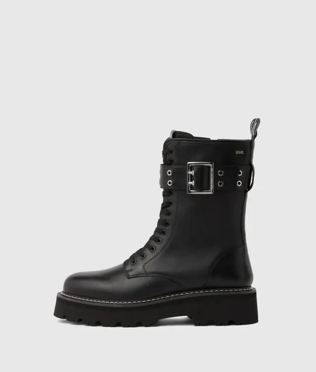 Karl Lagerfeld Kyla Schnürboots Leder Schnallen