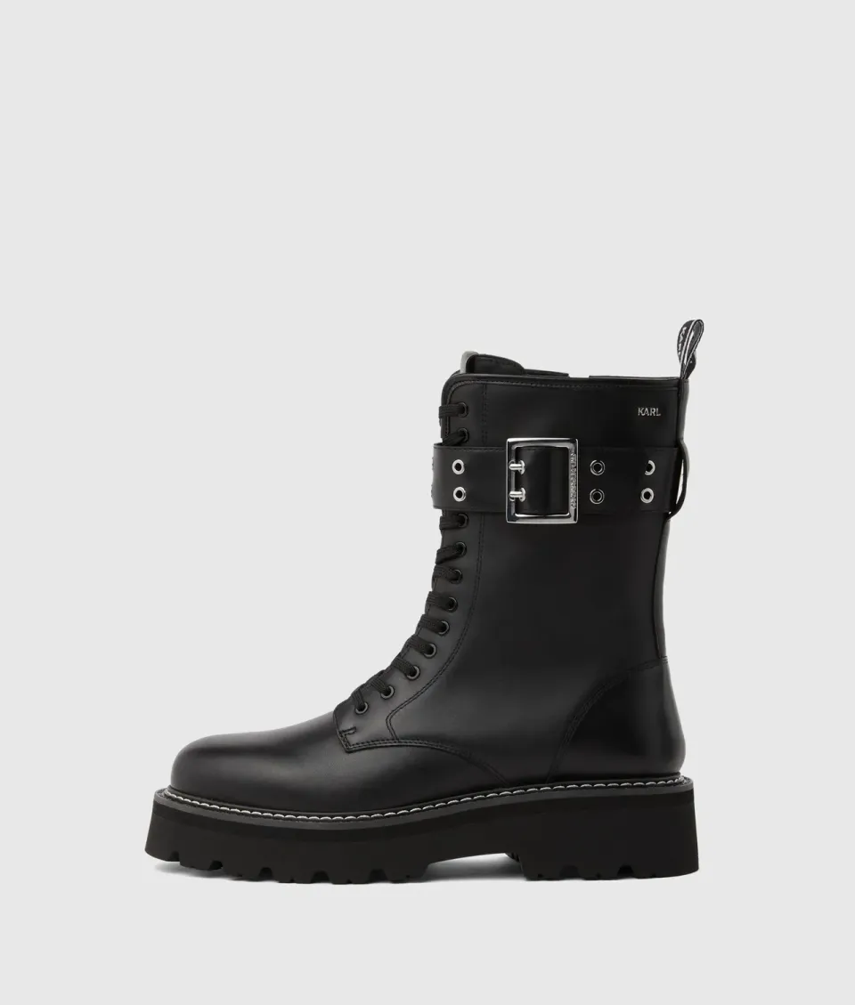 Karl Lagerfeld Kyla Schnürboots Leder Schnallen