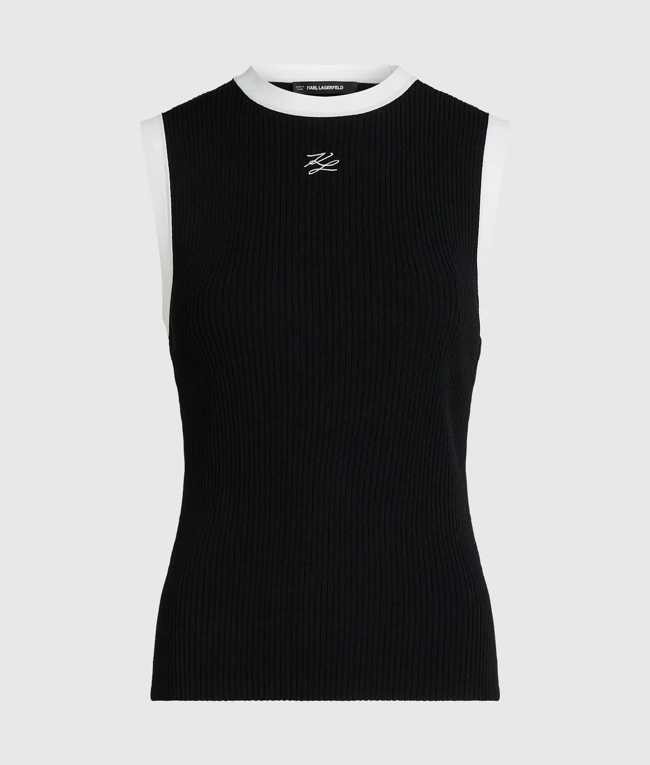 Karl Lagerfeld Tank Top schwarz-weiß Rippstrick