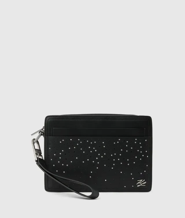 Karl Lagerfeld K/Autograph Pouch Strass Leder