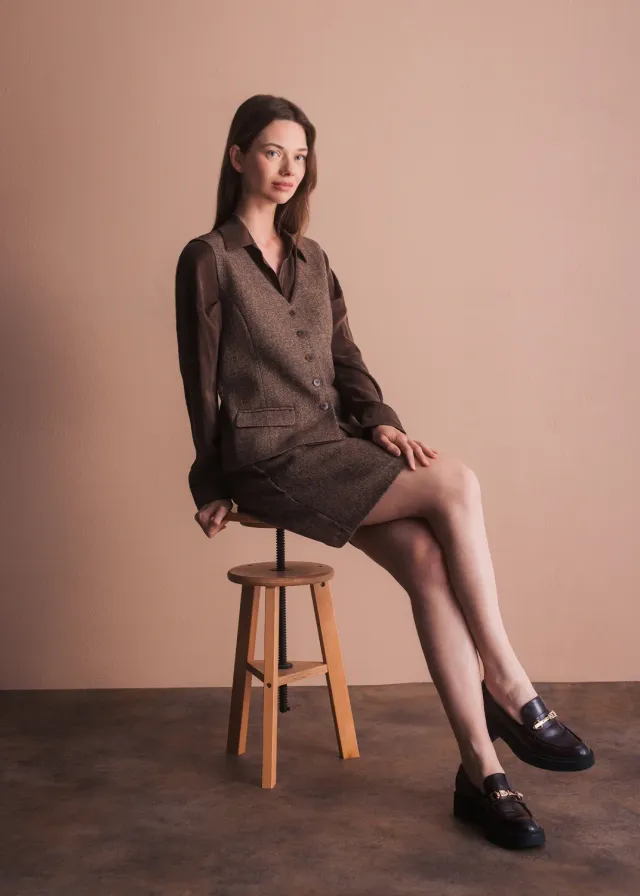 Senatex Weste Donegal Tweed Braun meliert Klassik