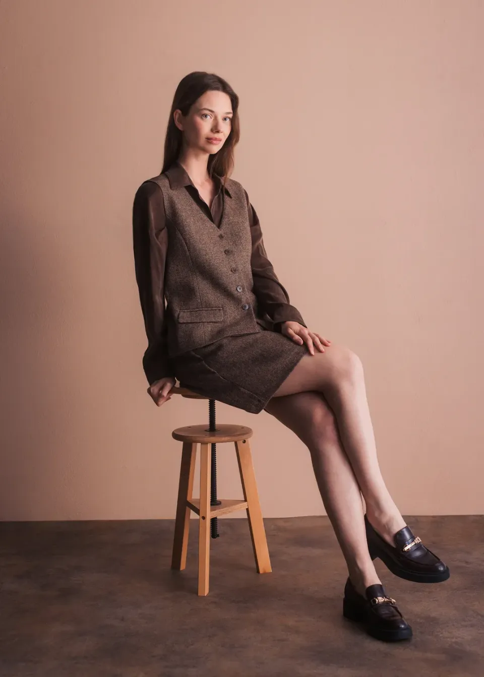 Senatex Weste Donegal Tweed Braun meliert Klassik