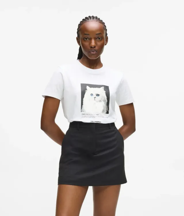 Karl Lagerfeld Portrait T-Shirt Choupette Print XS-XXL