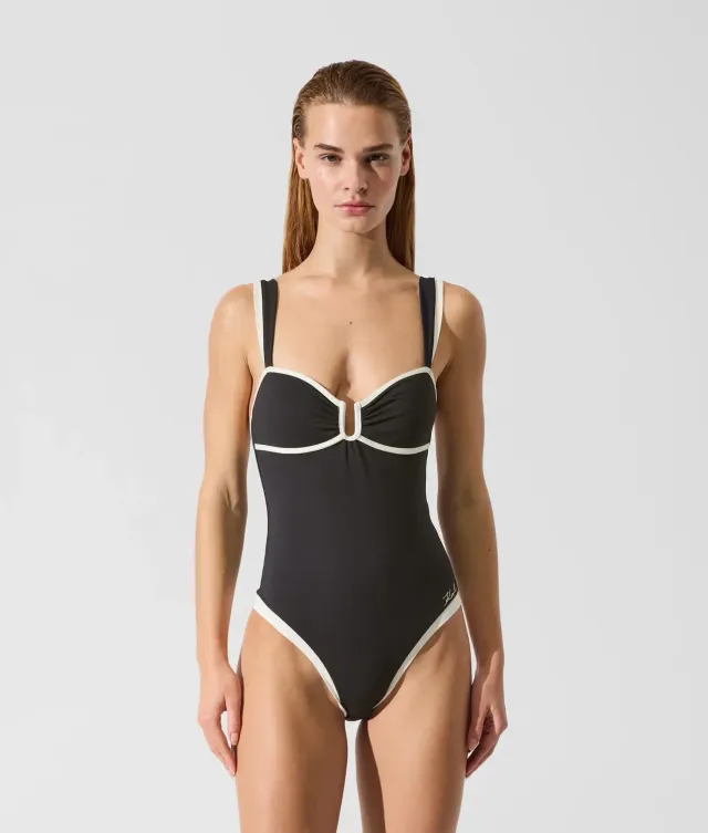 Karl Lagerfeld Signature Badeanzug Bandeau High-Cut