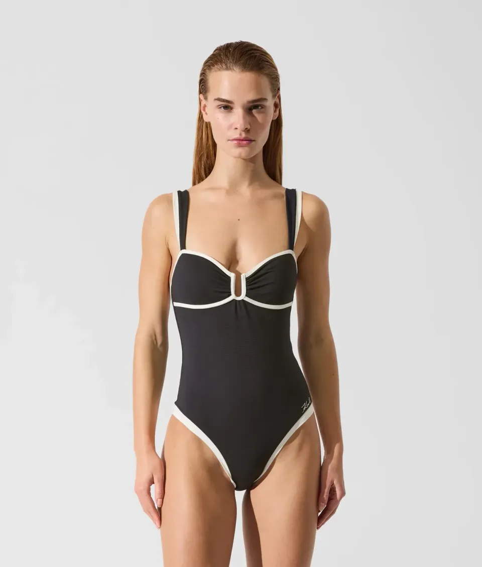 Karl Lagerfeld Signature Badeanzug Bandeau High-Cut