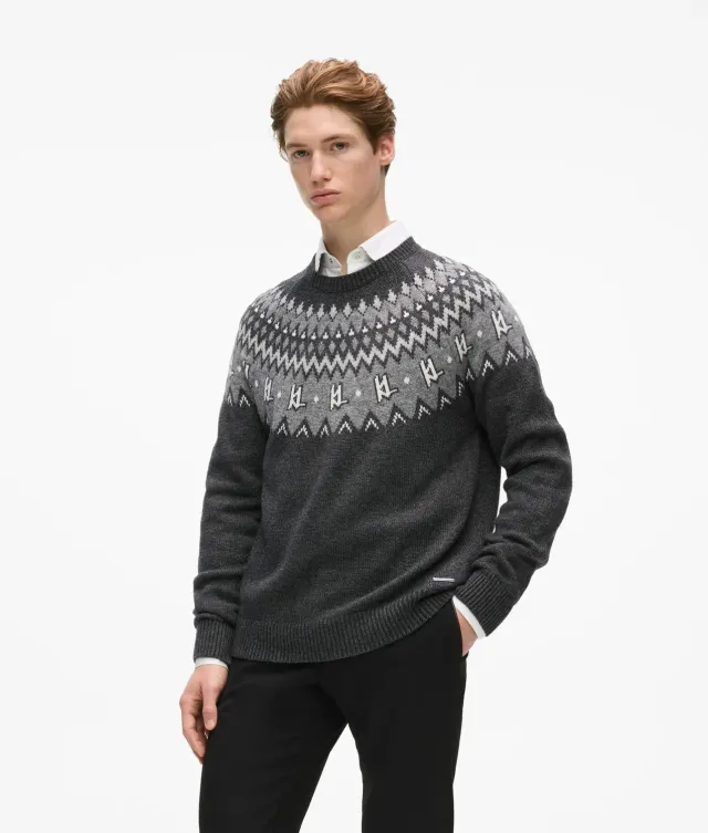 Karl Lagerfeld Norwegian Pullover Herren Strick Logo-Pin