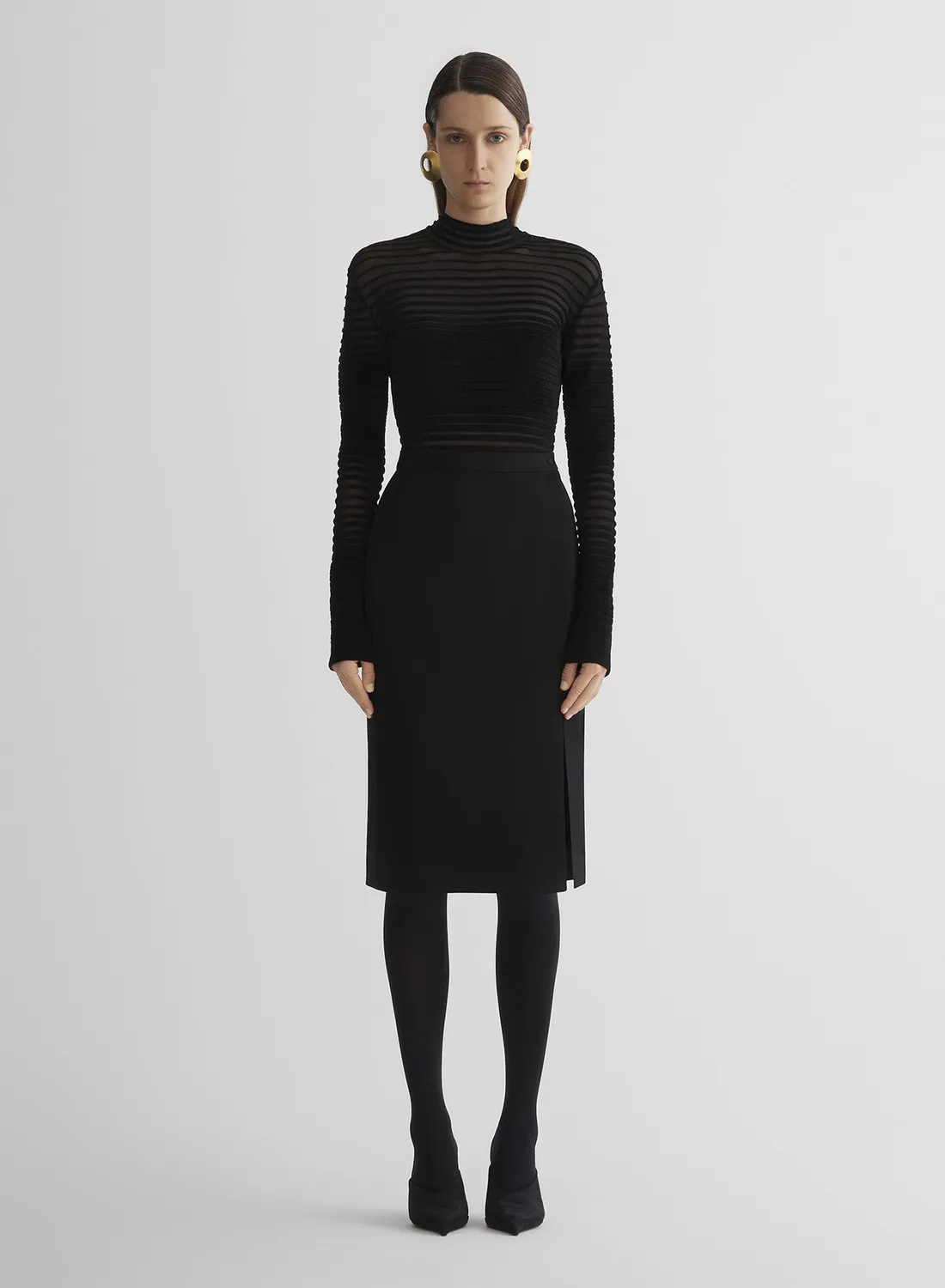 Mugler Re/Edit Lingerie Bleistiftrock schwarz Wolle