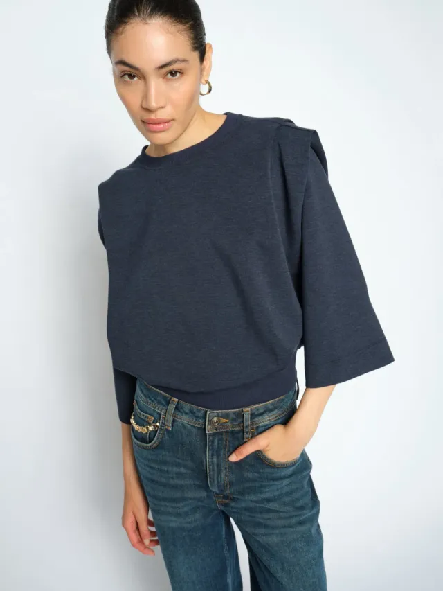 Mos Mosh MMMae O-Neck Sweatshirt navy 3/4-Arm