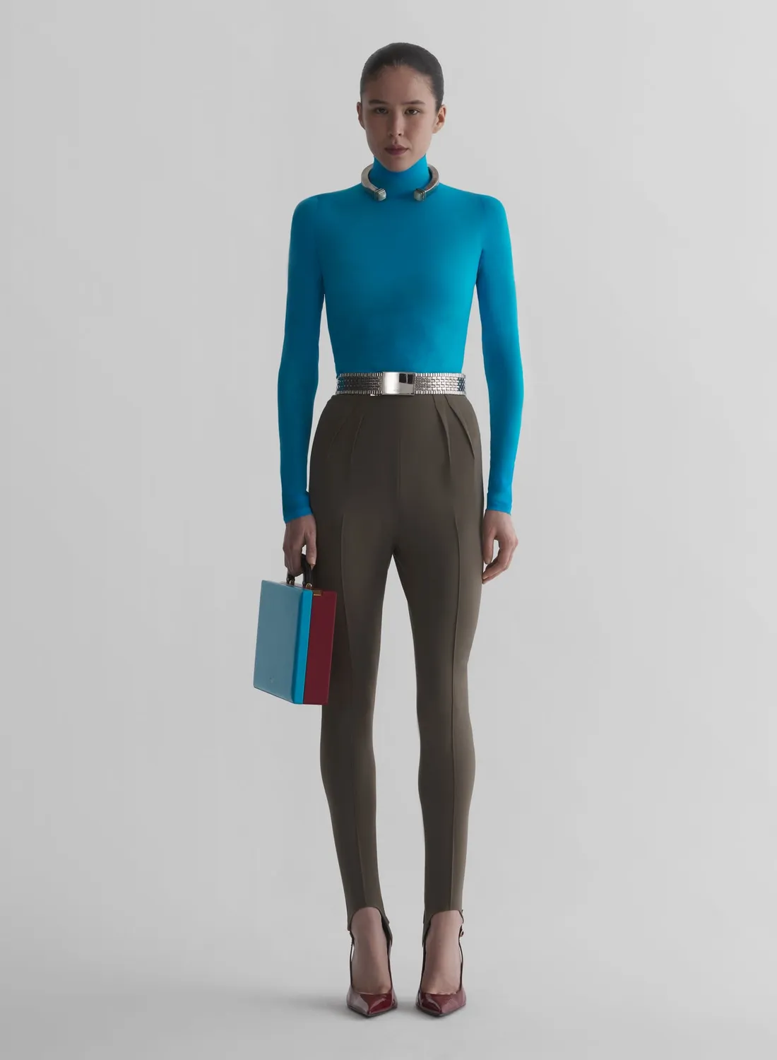 Mugler Long Sleeve Top Oberteil türkis langarm