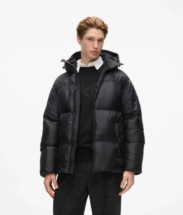 Karl Lagerfeld Monogram Steppjacke Herren Puffer mit Kapuze