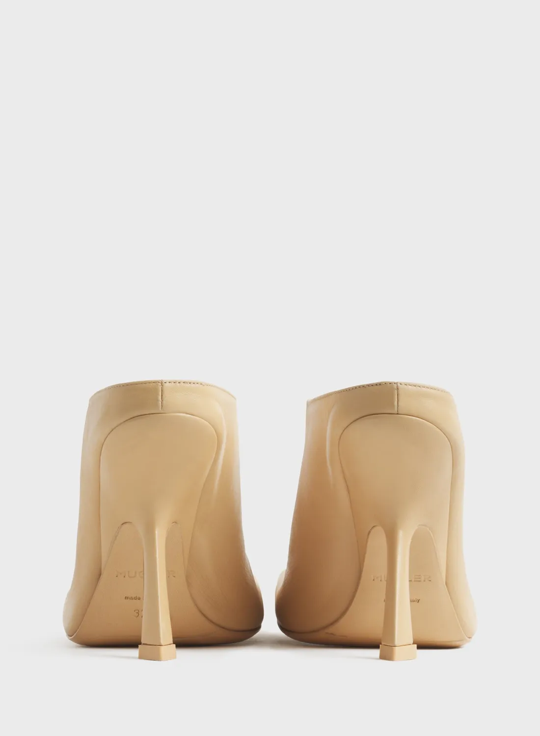 Mugler Square Mules 105 beige Leder