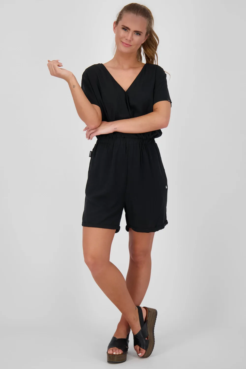 Alife & Kickin HellaAK A Jumpsuit Schwarz V-Ausschnitt
