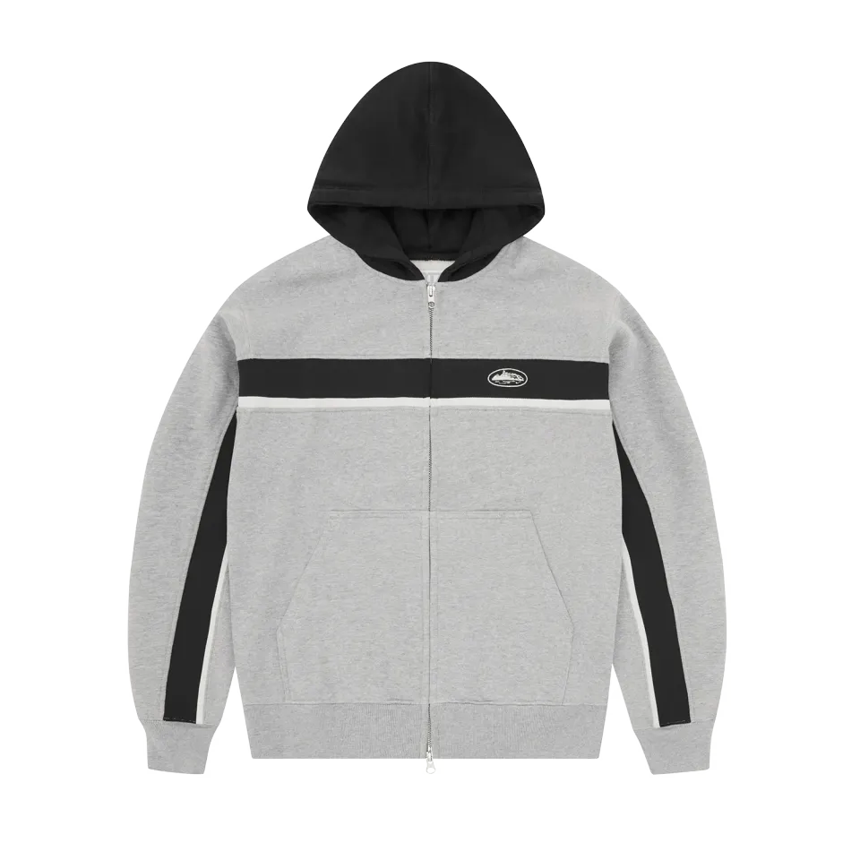Corteiz Ribbed Sporteiz Zip Hoodie grau 440 GSM