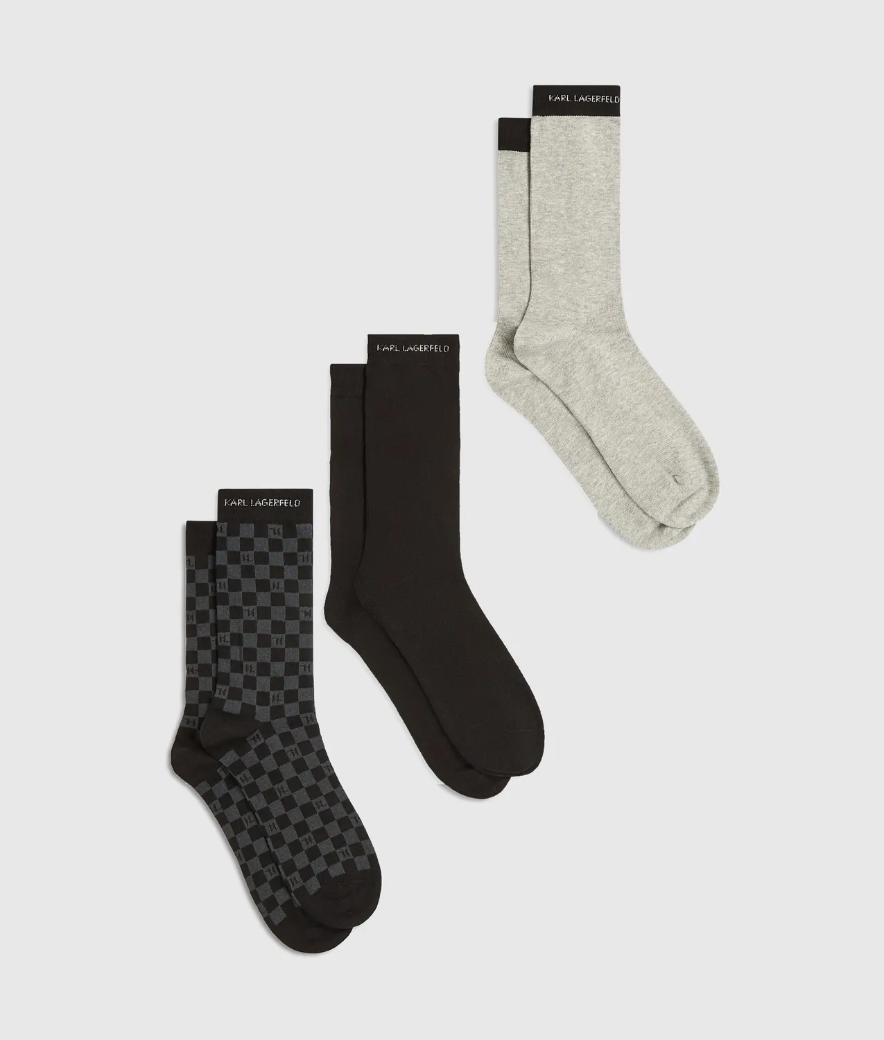 Karl Lagerfeld Logo Socken 3er-Pack geripptes Bündchen