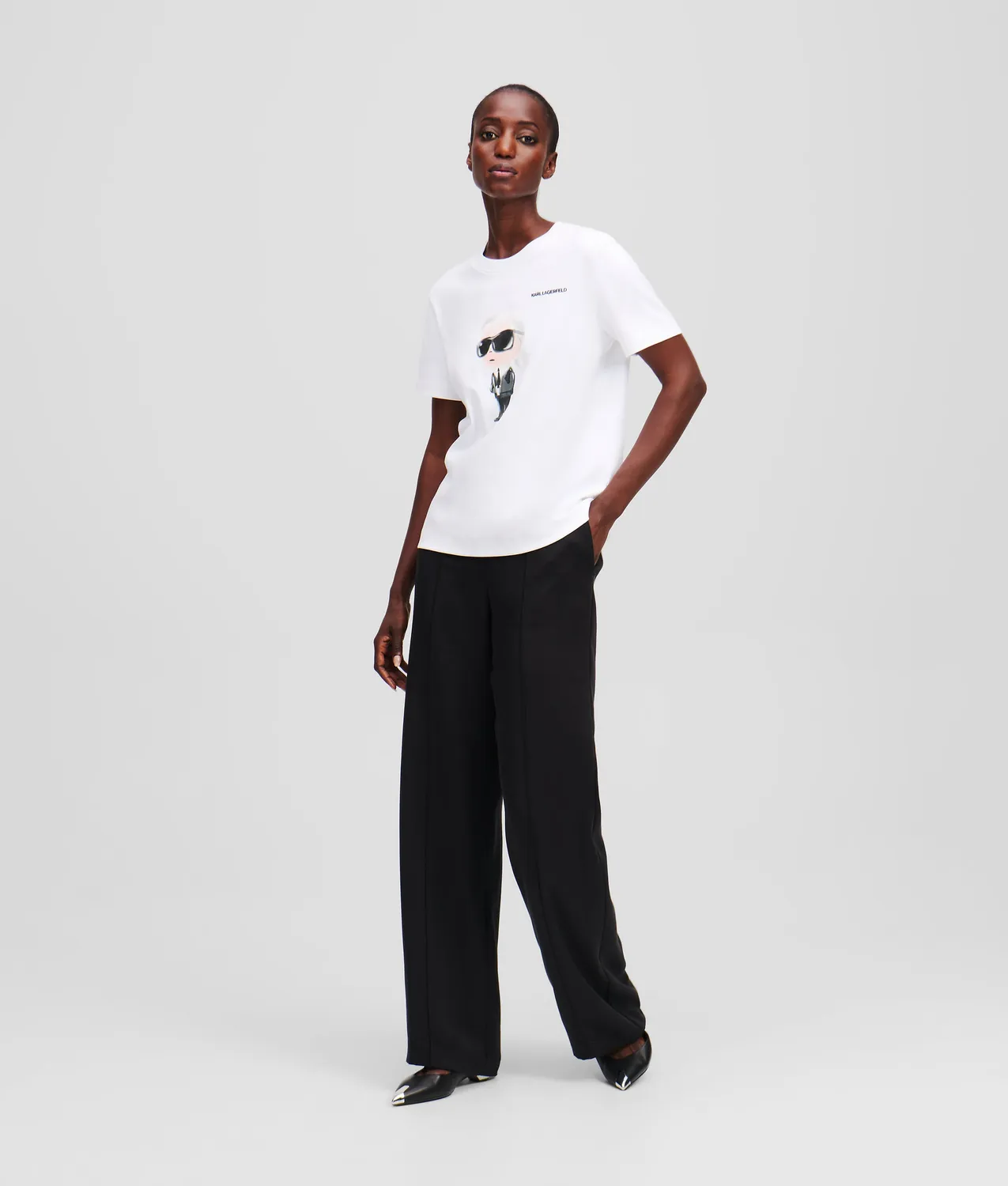 Karl Lagerfeld Ikon Aquarelle T-Shirt Bio-Baumwolle Brustprint
