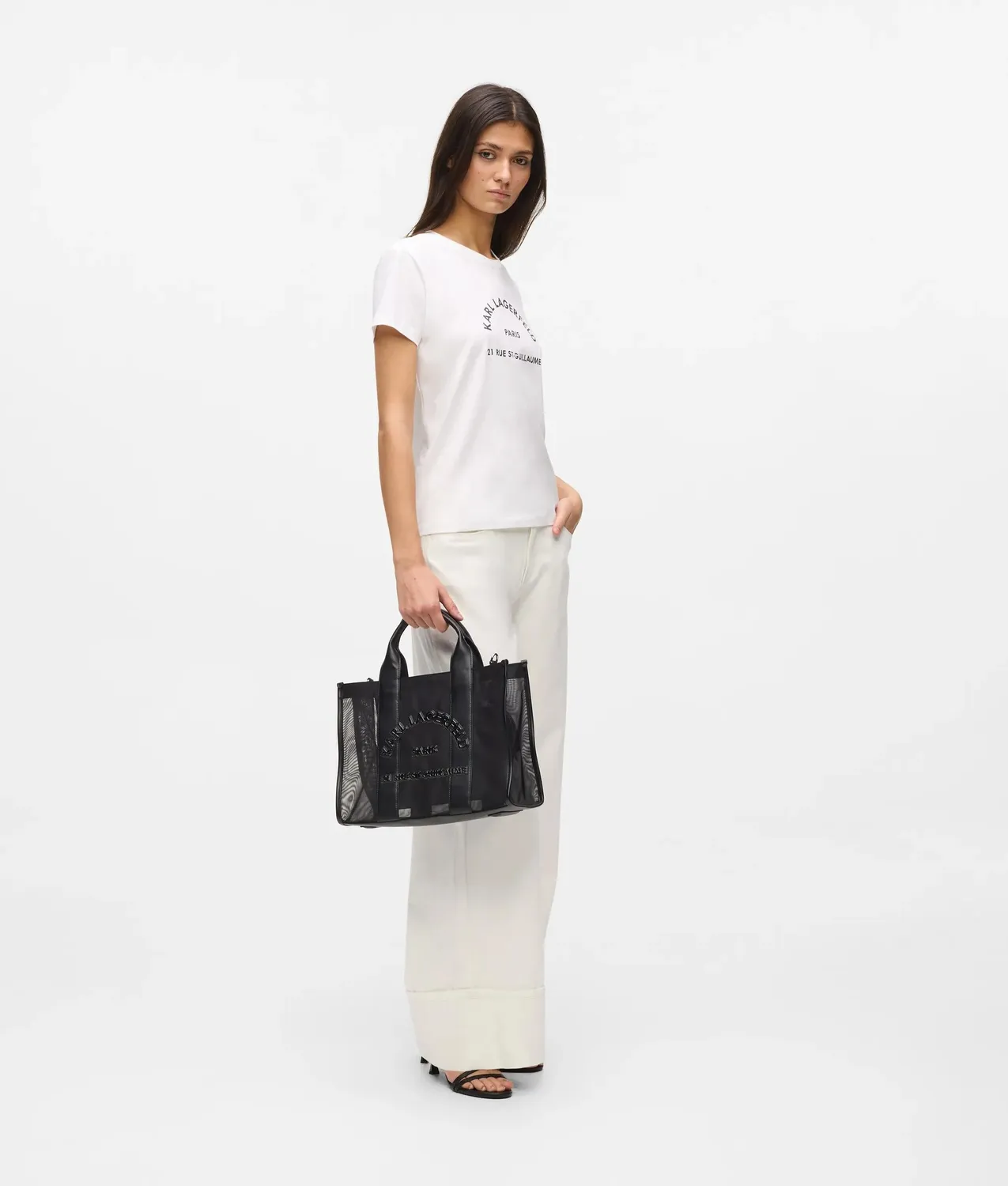 Karl Lagerfeld Rue Glitzer T-Shirt Slim-fit Bio-Baumwolle