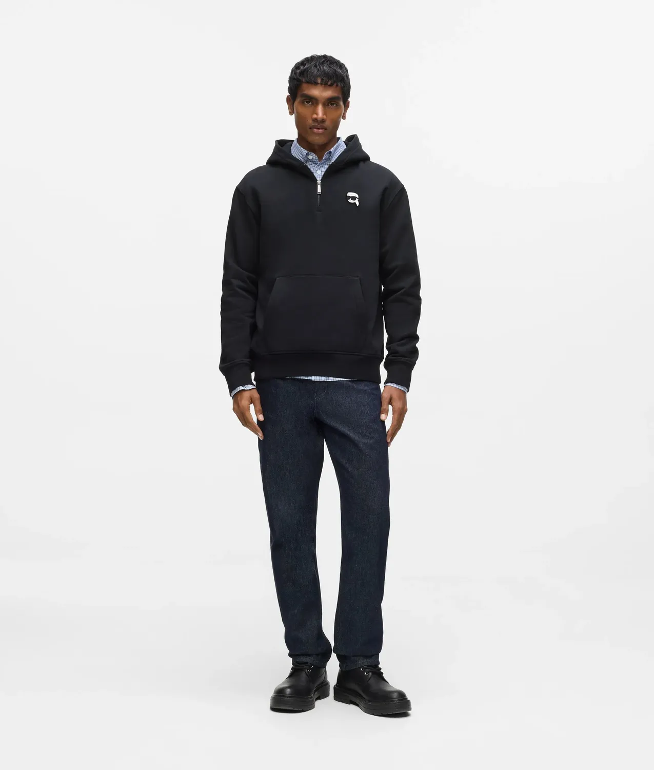 Karl Lagerfeld Ikon Hoodie Half-Zip Bio-Baumwolle