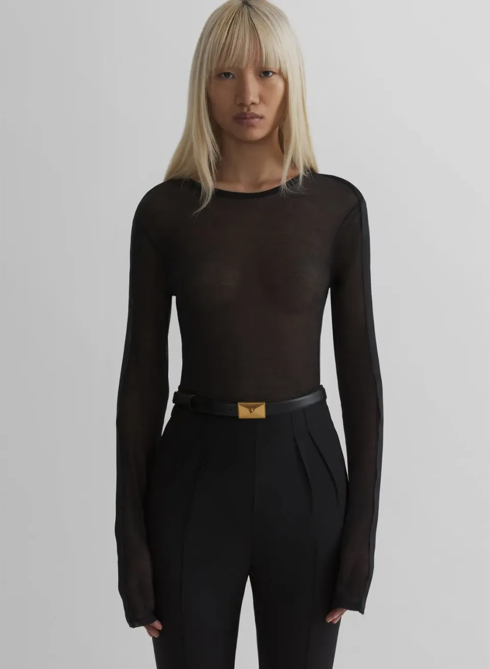 Mugler Black Tuxedo Bodysuit Body Schwarz Transparent
