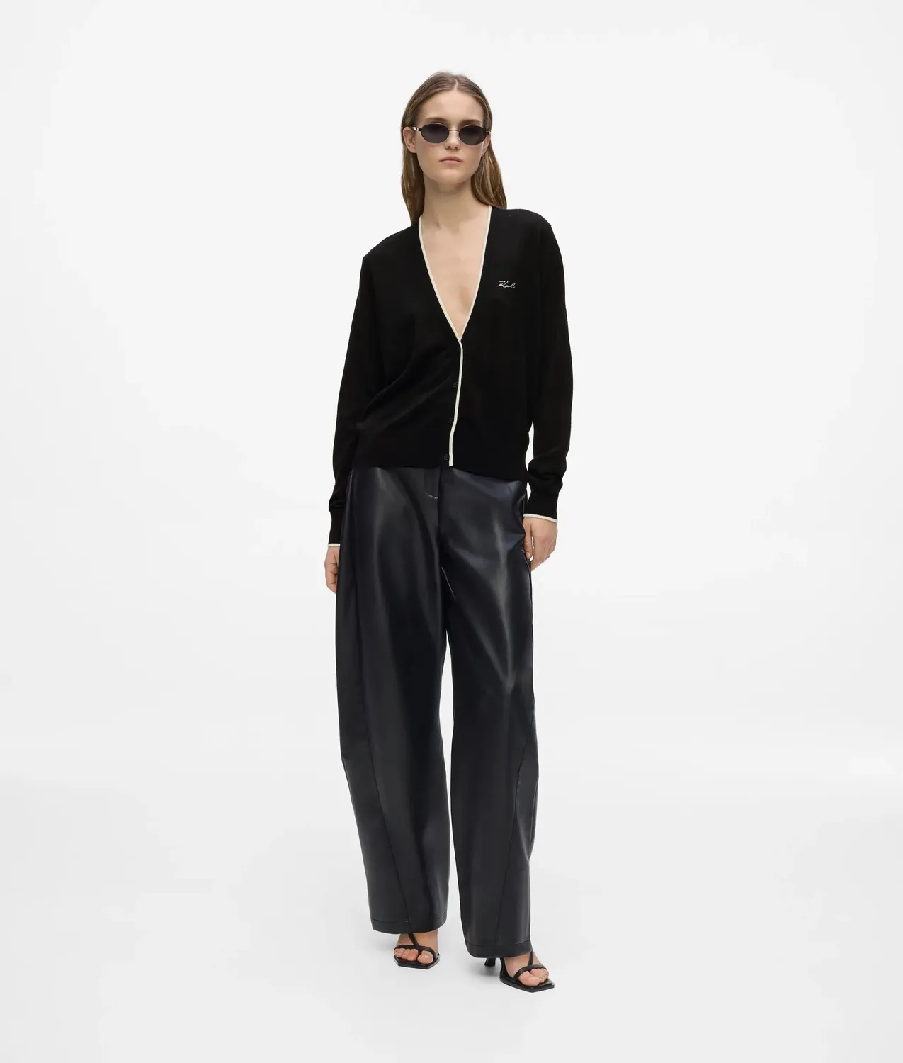 Karl Lagerfeld Merino Cardigan V-Ausschnitt Wolle