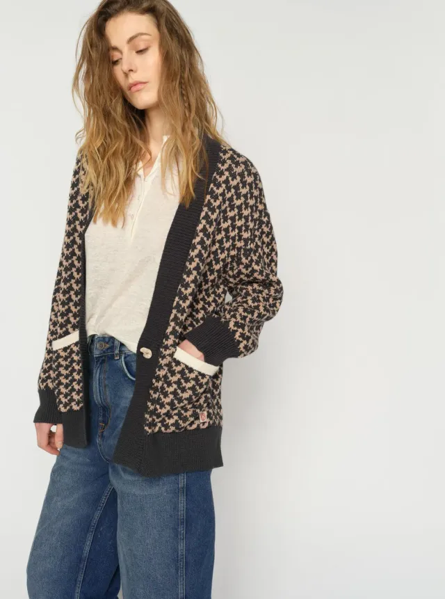 Mos Mosh Mind Indigo Strickjacke Blueberry gemustert