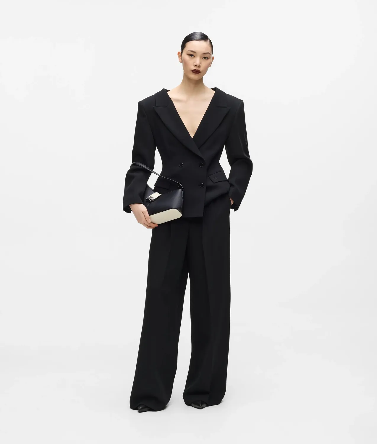 Karl Lagerfeld KL Studio Wide Shoulder Blazer Wolle Zweireiher
