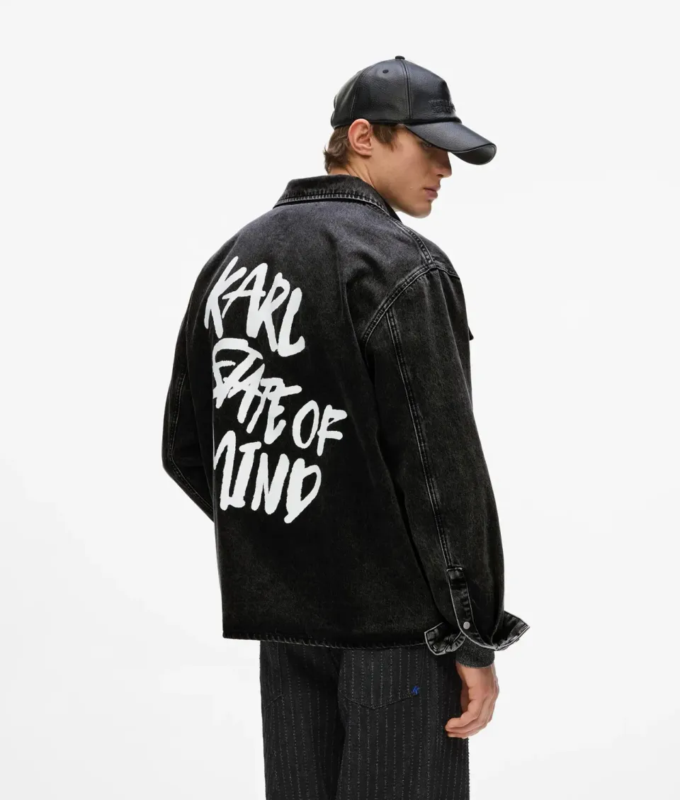 Karl Lagerfeld Karl Quote Denim Overshirt Herren schwarz