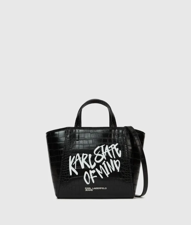 Karl Lagerfeld Karl Quote Mini Tote Kroko schwarz