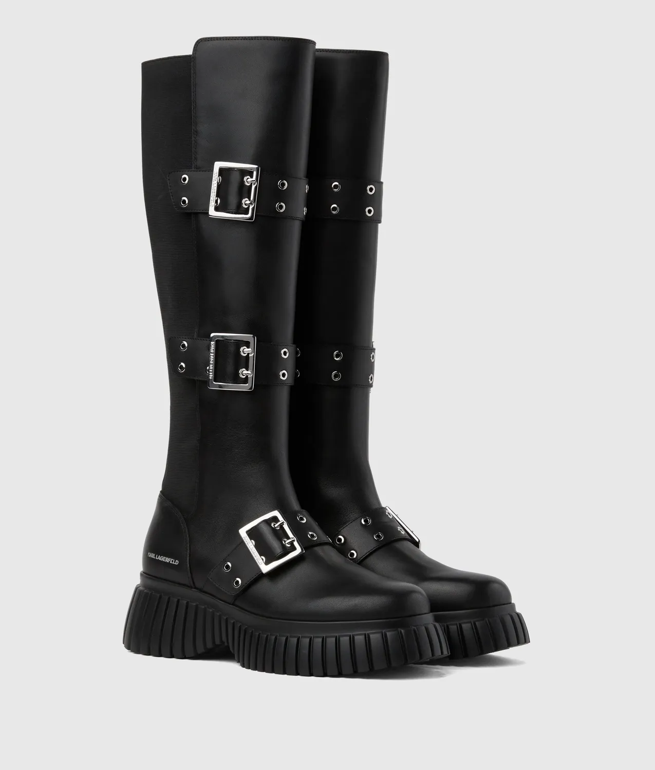 Karl Lagerfeld Kreeper Wedge Stiefel Tri-Buckle Leder Gr.4-10