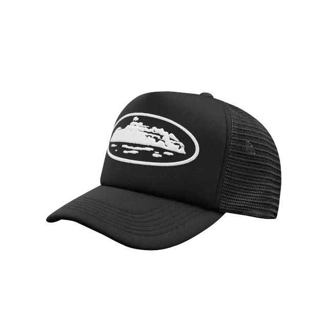 Corteiz Island Puff Print Trucker Hat Black Cap