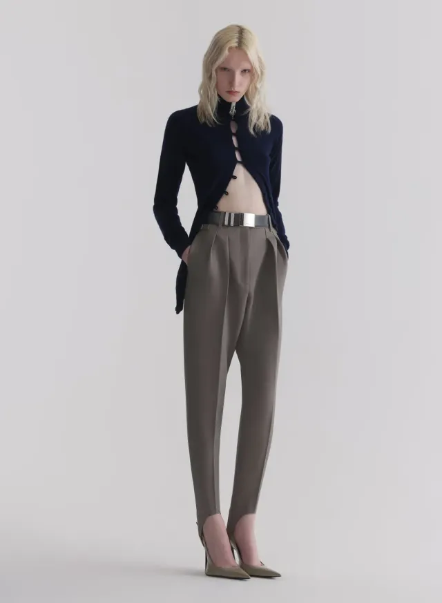 Mugler Carrot Pants taupe Wolle gerader Schnitt