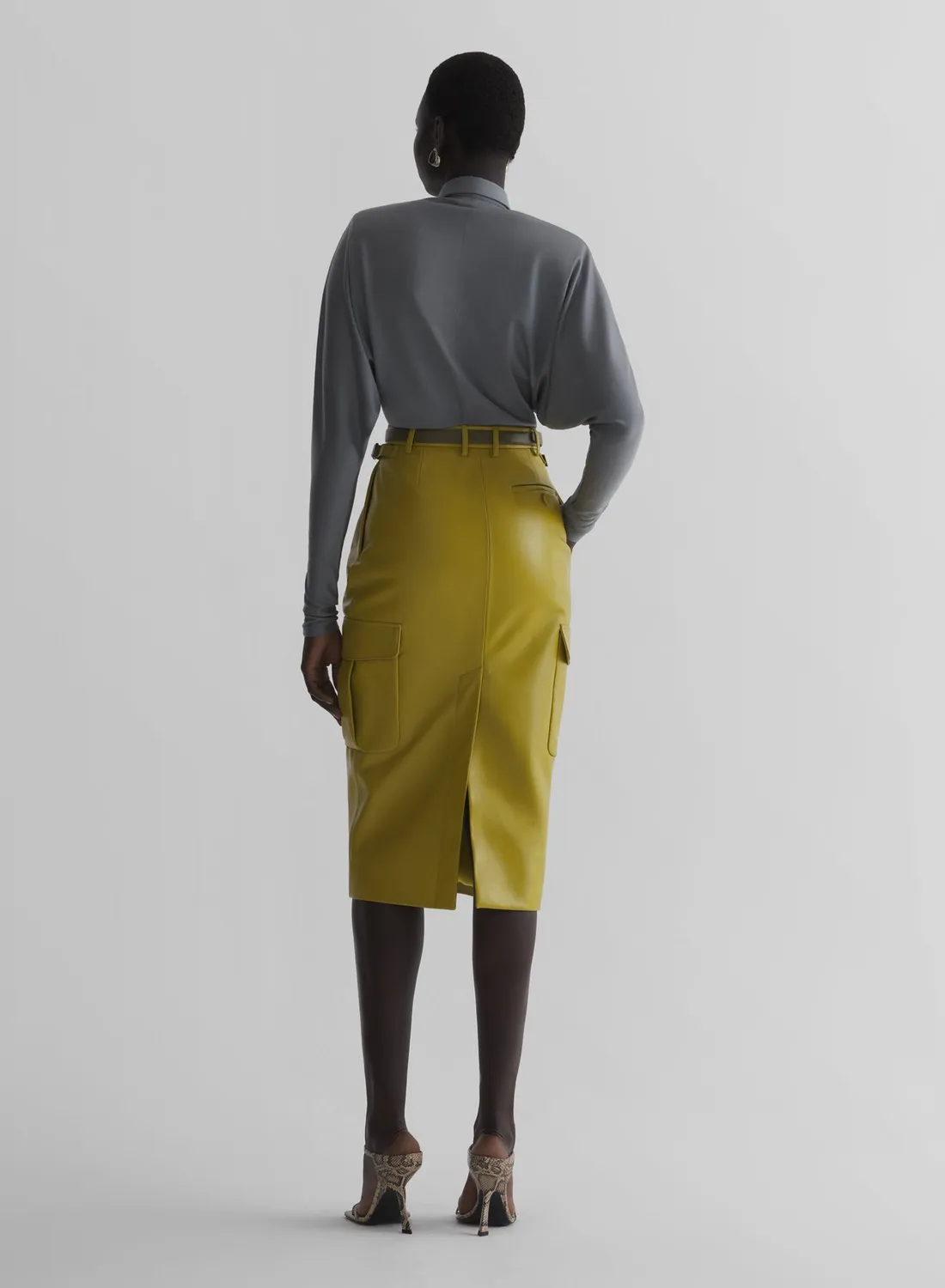 Mugler Stone Batsleeves Polo Bodysuit Body Grau