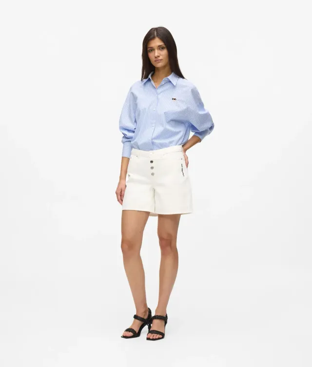 Karl Lagerfeld Ikon Denim Shorts Button-Fly Stickerei