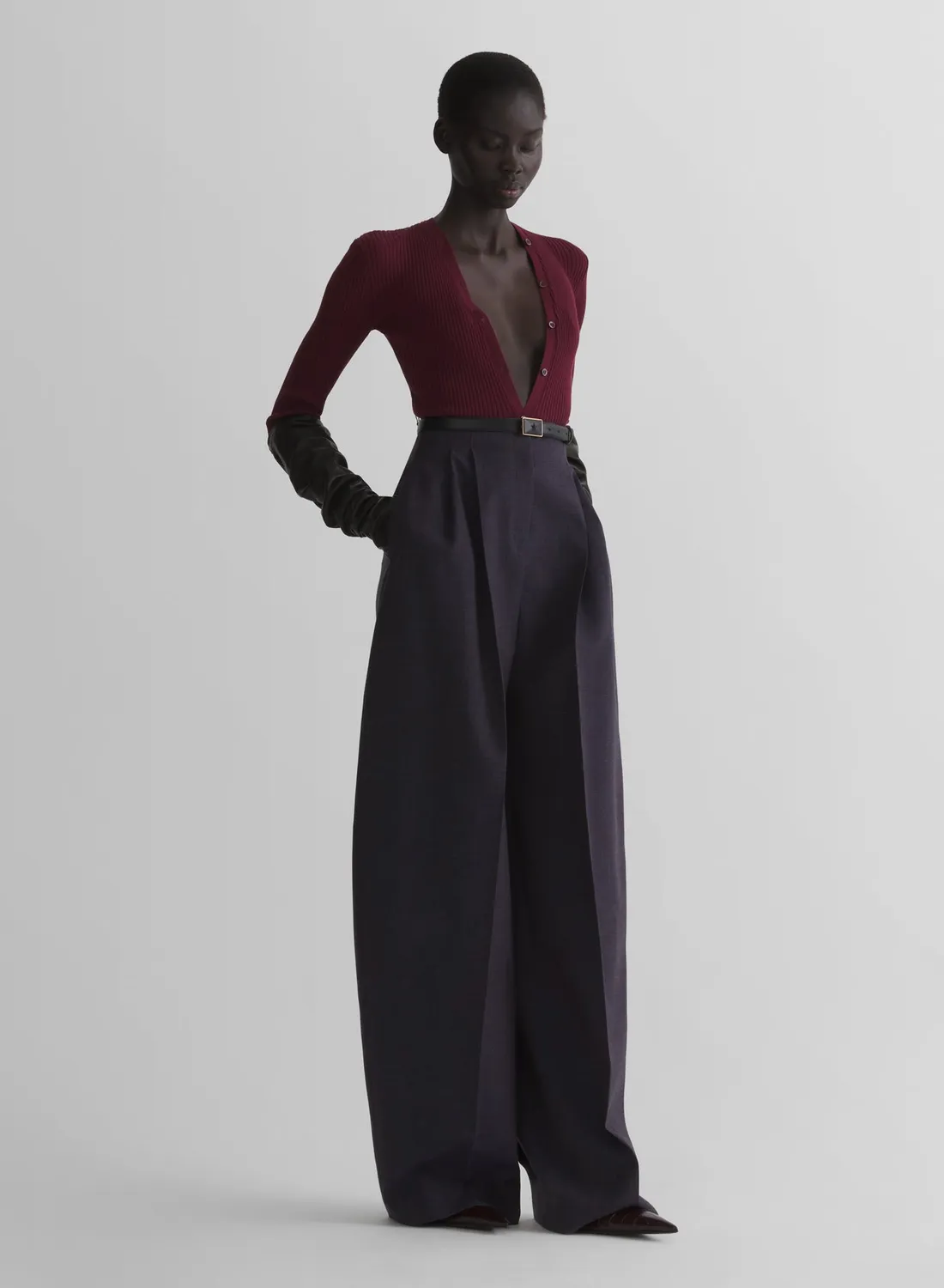 Mugler Knit Buttoned Bodyshort Bordeaux Body