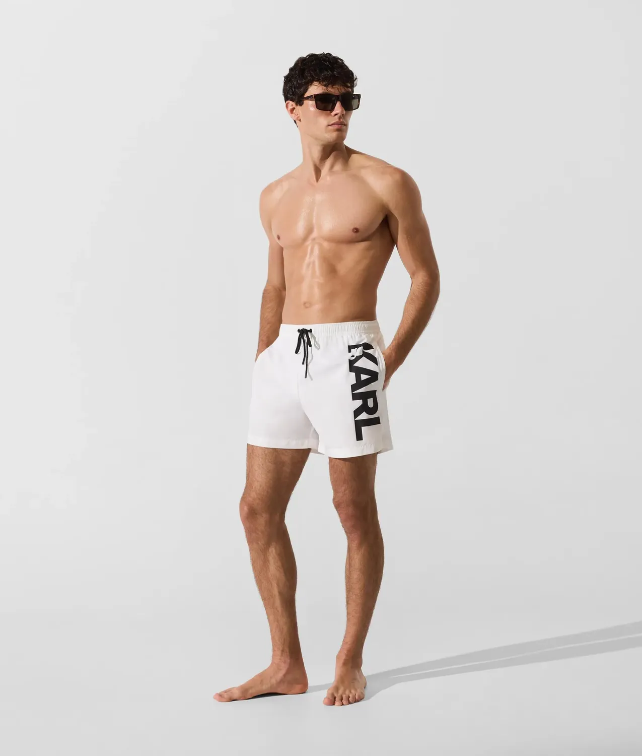 Karl Lagerfeld Logo Short Boardshorts Badehose mit Mesh