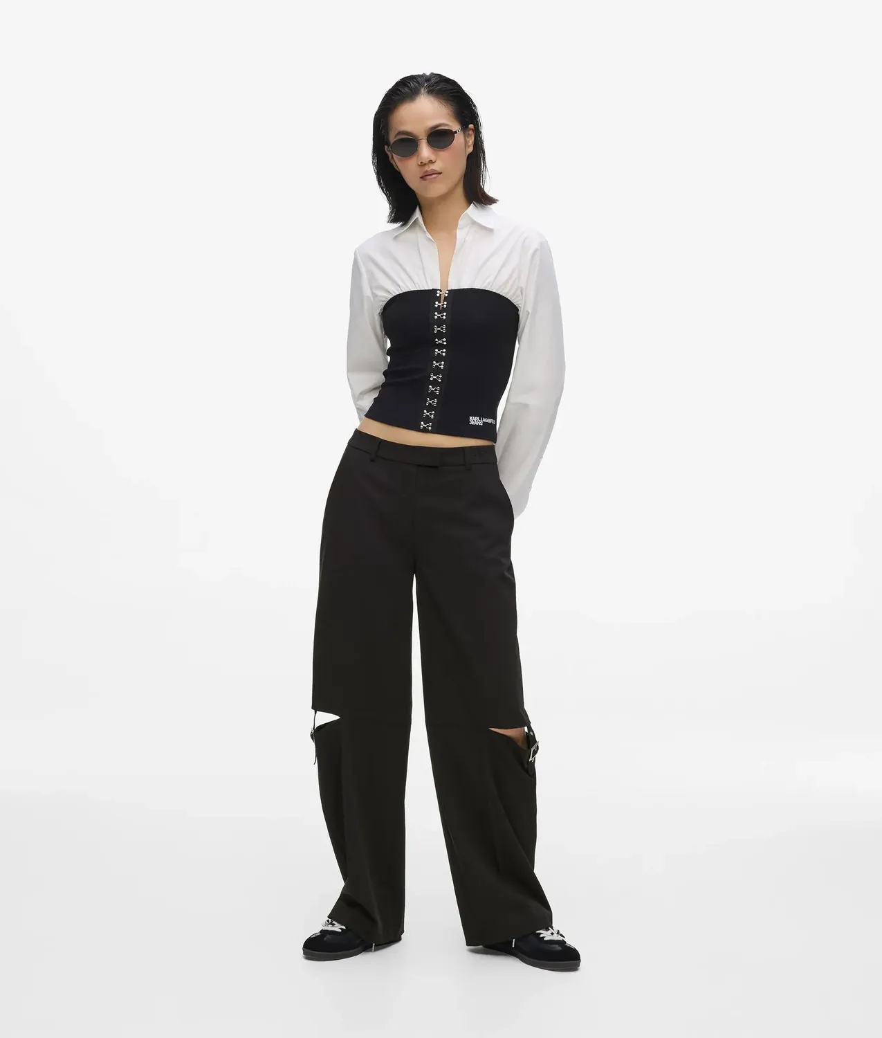 Karl Lagerfeld KL Jeans Buckle-detail Hose Damen Schnallen Cut-outs