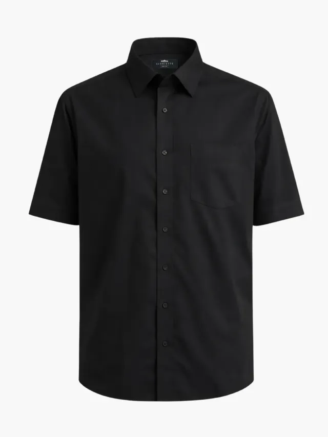Gloriette Feinpopeline Kurzarmhemd Schwarz Regular Fit