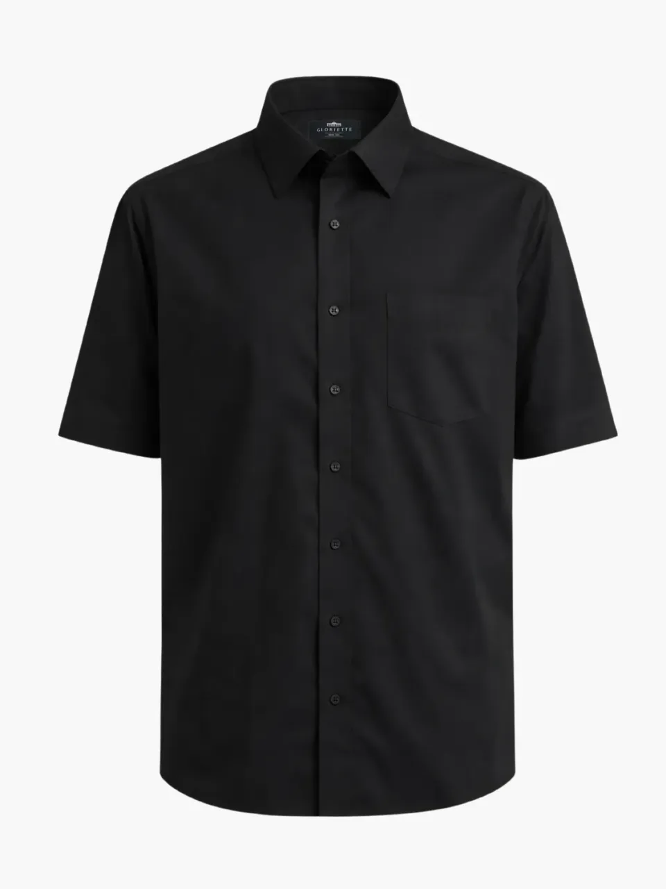 Gloriette Feinpopeline Kurzarmhemd Schwarz Regular Fit