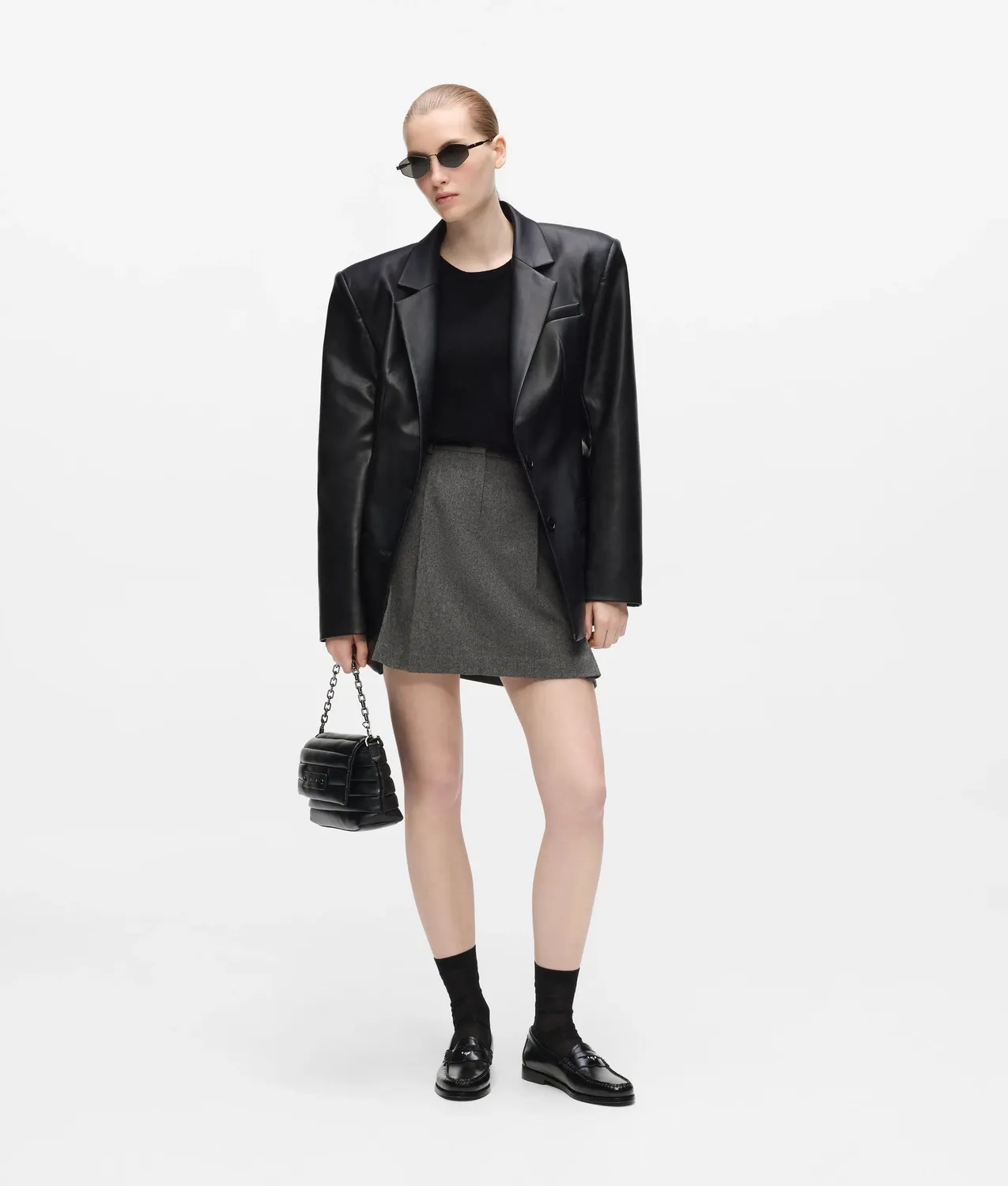Karl Lagerfeld Mini Skort Falten Wolle schwarz
