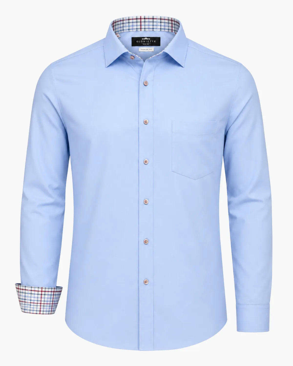 Gloriette Blau Stretch Hemd Hellblau Fashion Fit Baumwolle-Modal