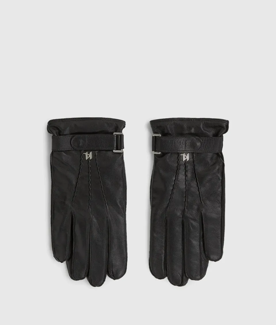 Karl Lagerfeld K/Monogram Lederhandschuhe Echtleder schwarz