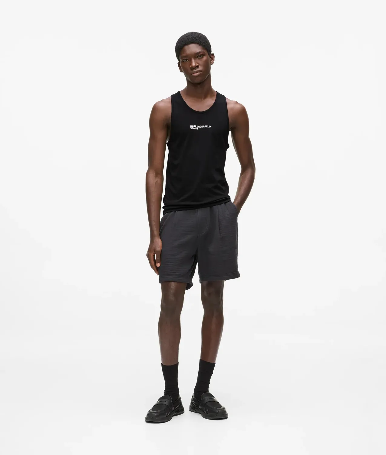 Karl Lagerfeld KL Jeans Logo Tank Top Baumwolle weiß
