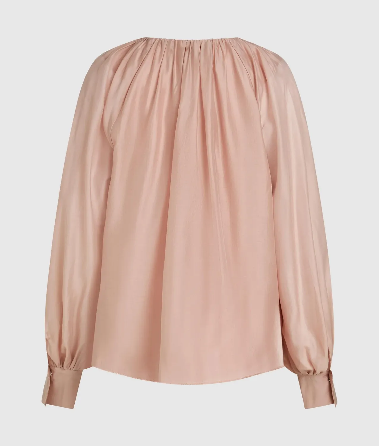 Karl Lagerfeld Gathered Neck Bluse Weiß gerafft Knopfmanschette