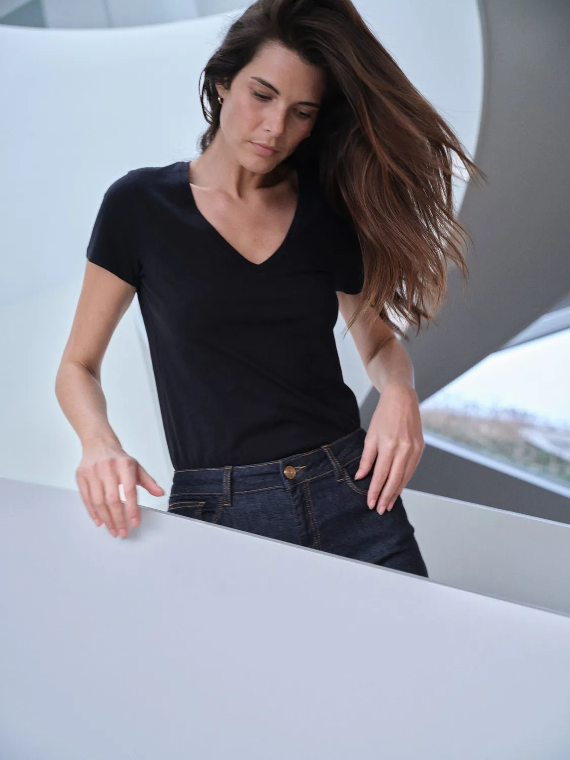 Mos Mosh Arden Organic V-Neck T-Shirt V-Ausschnitt
