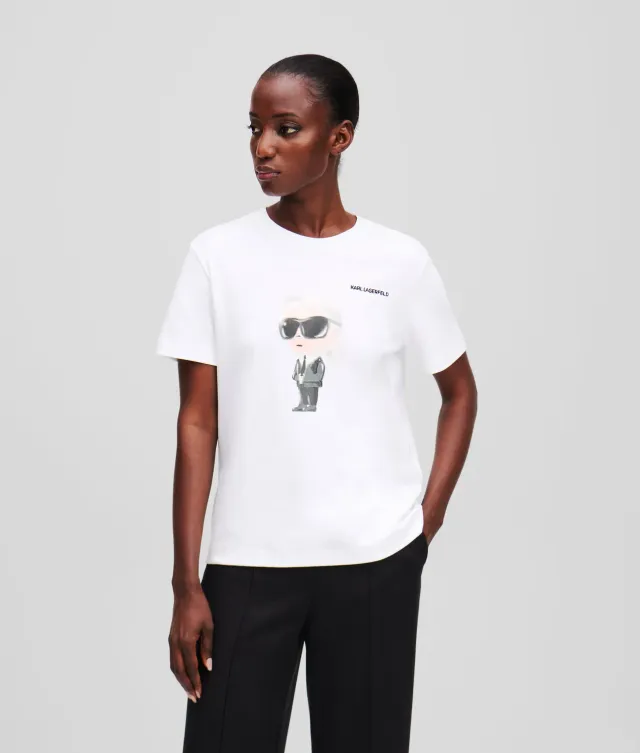 Karl Lagerfeld Ikon Aquarelle T-Shirt Bio-Baumwolle Brustprint