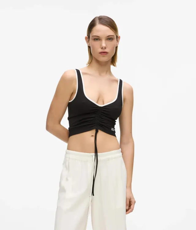 Karl Lagerfeld Jeans V-Neck Rüschen Top Damen S cropped