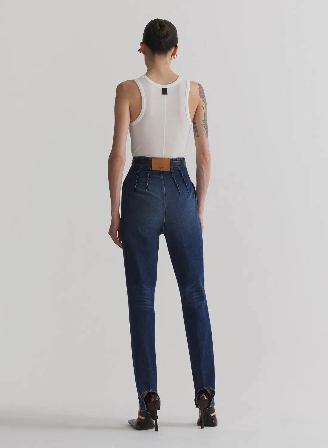 Mugler Stirrup Cigarette Jeans Washed Denim High-Waist