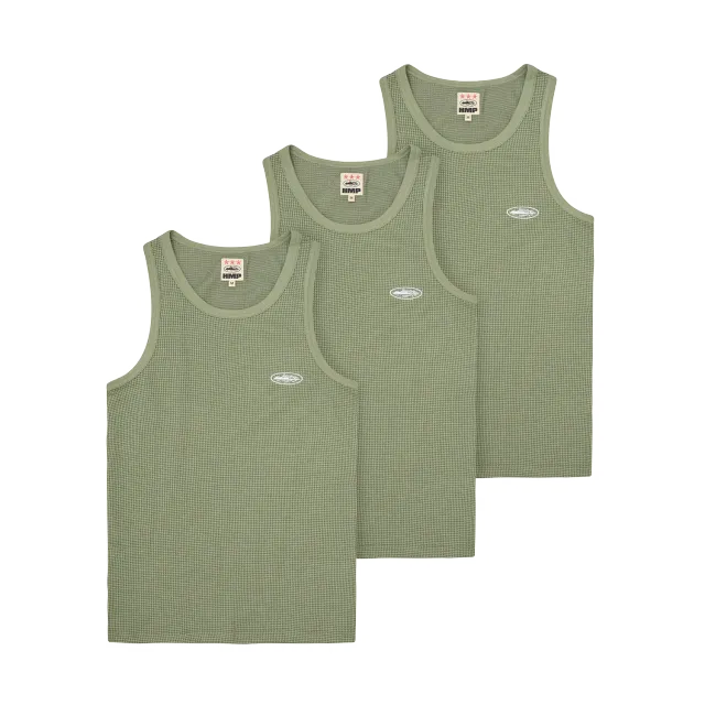 Corteiz HMP Classic Tank Top 3er-Pack Olive Waffle