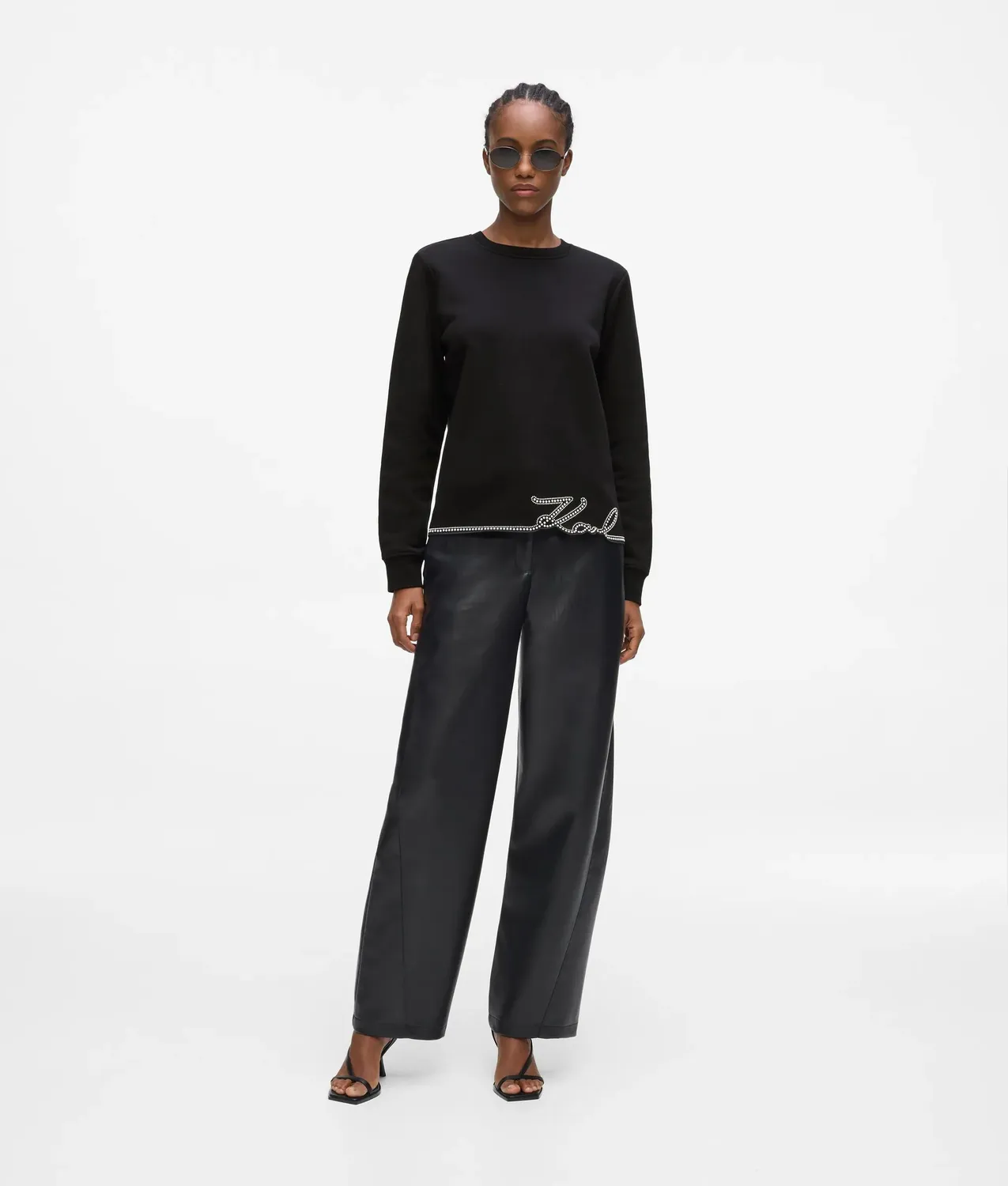 Karl Lagerfeld Signature Sweatshirt Perlen Saum Bio-Baumwolle