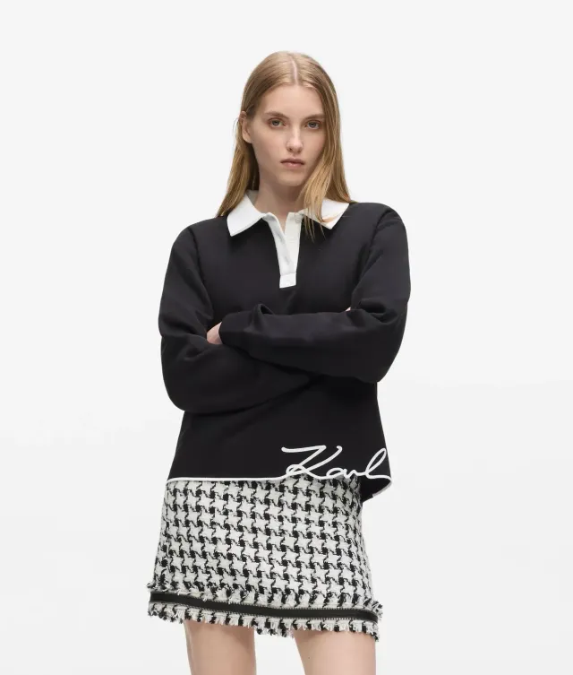 Karl Lagerfeld Signature Polo Sweatshirt Bio-Baumwolle